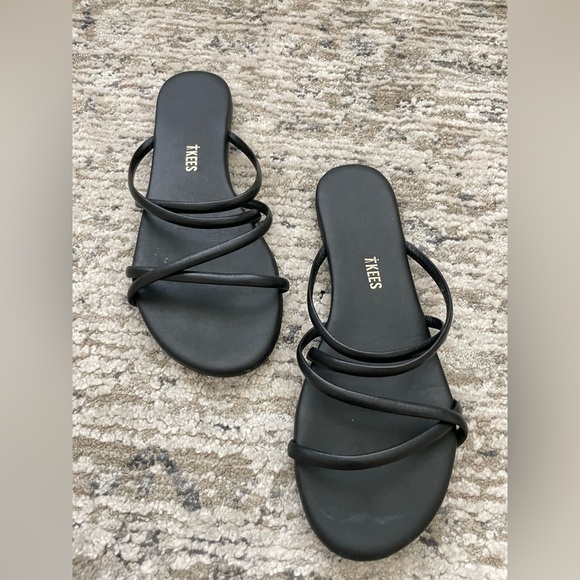 Tkees Sloane Sandals Strappy Black Leather Size 7 - Picture 3 of 7